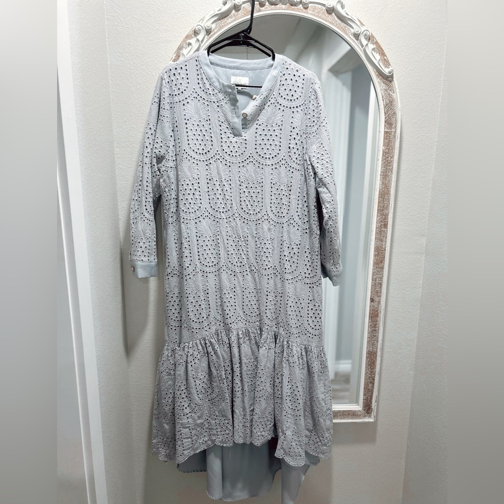 Baby blue Eyelet Tiered Dress